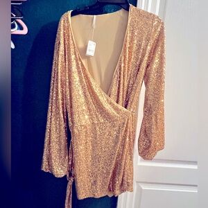 Free People gold sequin romper